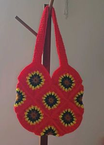 Red Crochet🧶Sunflower🌻Handbag