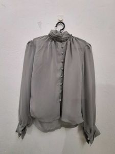Gray Button up Top