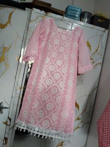 Pink Embroidered Kurta and dupatta