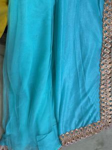 Net Saree With Golden Border