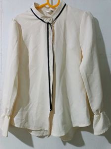 Cream Ruffle Cuff Blouse
