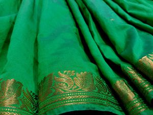 Elegant Green Saree with Golden Border