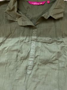 Olive Green Linen Blend Kurta Pants