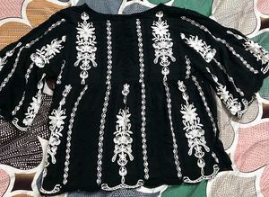 Embroidered Black Top