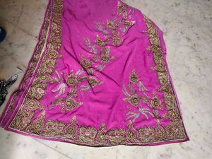Pink Saree very heavy daimond work only have stain