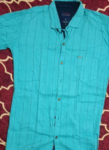 Classic Striped Casual Shirt – Teal Blue