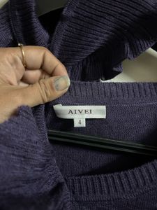 Stylish Purple Lace Sleeve Top