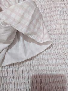Gingham Print Off Shoulder Dress