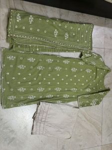 Light Green Cotton Kurta Set