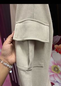 Beige Corduroy Cargo Pants