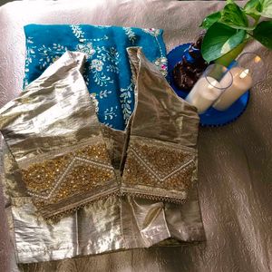 🛍️ Teal Green Colour Saree With Blouse ⭐⭐⭐⭐⭐