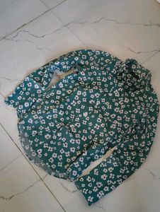 Zara Green Shirt With Flowers Priting