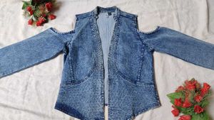 Cold Shoulder Denim Jacket