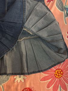 Denim Frill Skirt With Heart Back Pocket