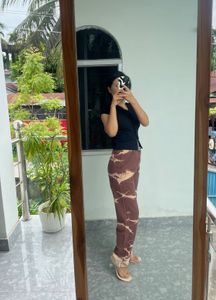 Brown Printed Denim
