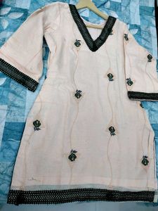 Embroidered Kurti with Lace Trim