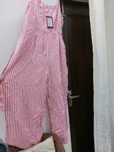 Brand New Pink And White Stripe Cotton JUMPSUIT