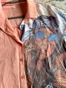 Unique Graphic Print Button-Down Shirt