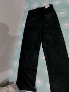 Wide Leg Black Denim Jeans