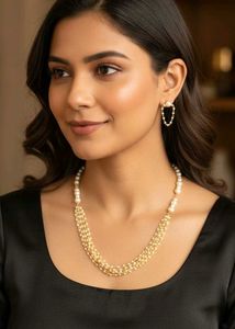 Pearl & Gold Beaded Necklace Set