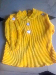 Yellow Pleated Top