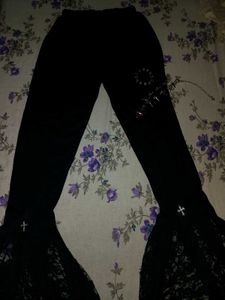 Black Gothic Lace Flared Pants