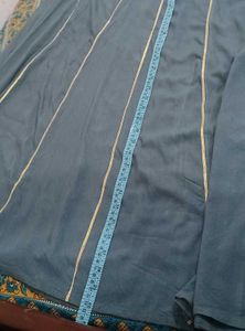 Grey A-Line Skirt with Golden Borders