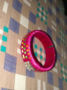 Pink Bangle With Beautiful Stones