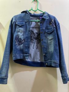 Denim Jacket with Butterfly