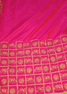 Pink &amp; Green Embroidered saree