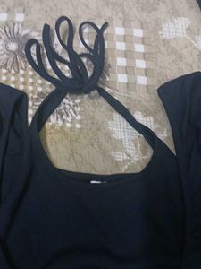 Black Long Sleeve Corset Style Top