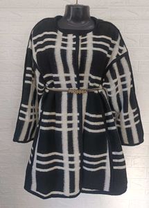 Imported Checkered Overcoat