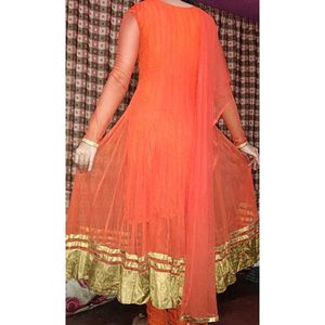 Gown With Dupatta And Pant