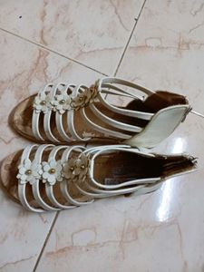 Cute White Sandals Size 4