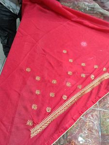 Red &amp; Gold Paisley Saree