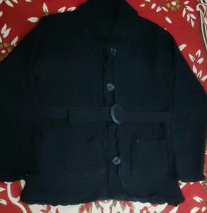 Black Sweater With Belt Design