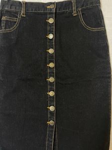 Black Straight Denim Skirt