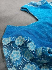 Blue Embellished Kurti Top