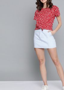 Red Tie Knot Crop Top
