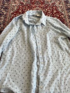 Light Blue Card Suit Button-Up Shirt