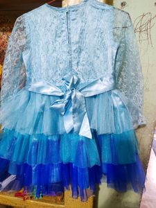 Layered Net Girls Frock With Satin Lining