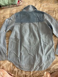 Blue Colour Button-Down Striped Shirt