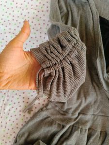 Gray Knit Mini Dress with Lace