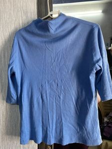 High Neck Blue Top