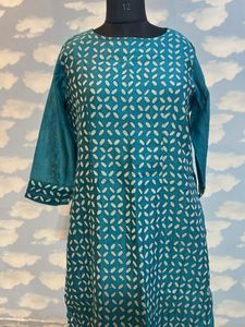 Hand Cut Work Desi Tussar Silk Kurta with Astar W