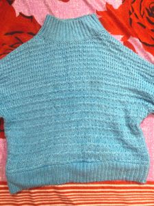 Aqua Knit Turtleneck Sweater