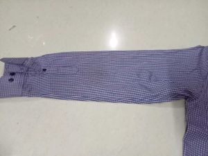 Checked Polyester Blue Shirt