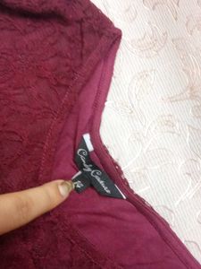 Maroon Lace Long Sleeve Top