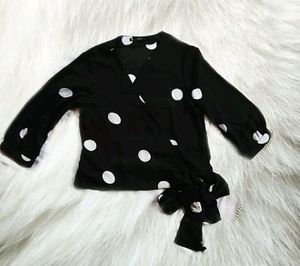polka dot wrap top