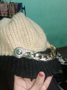 Stylish Beanie with Chain Detail
